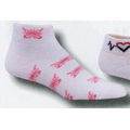 White Custom Scattered Knit-in Logo Heel & Toe or Tube Socks (5-9 Small)